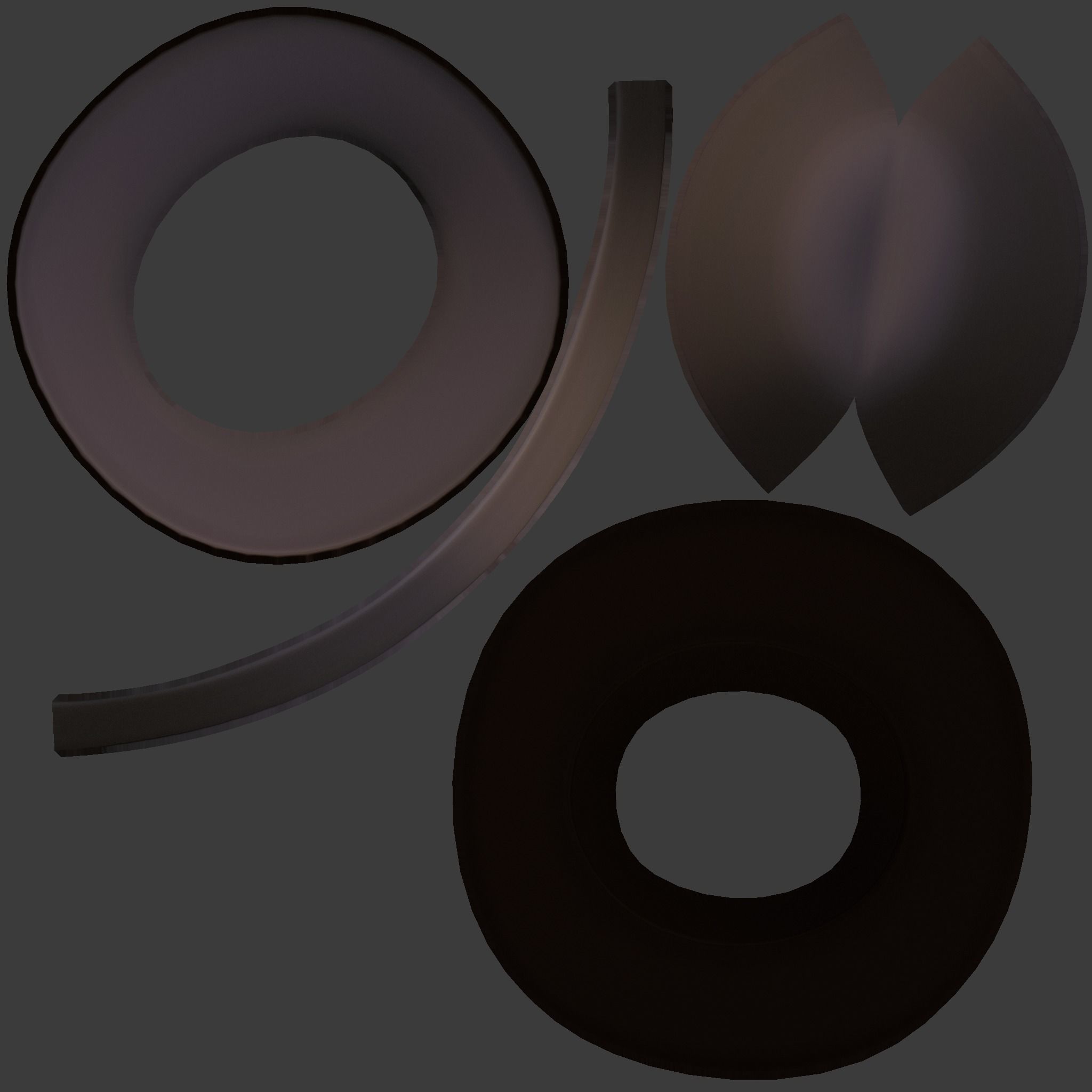 Female Brown Fedora Hat Low-poly 3D model_8