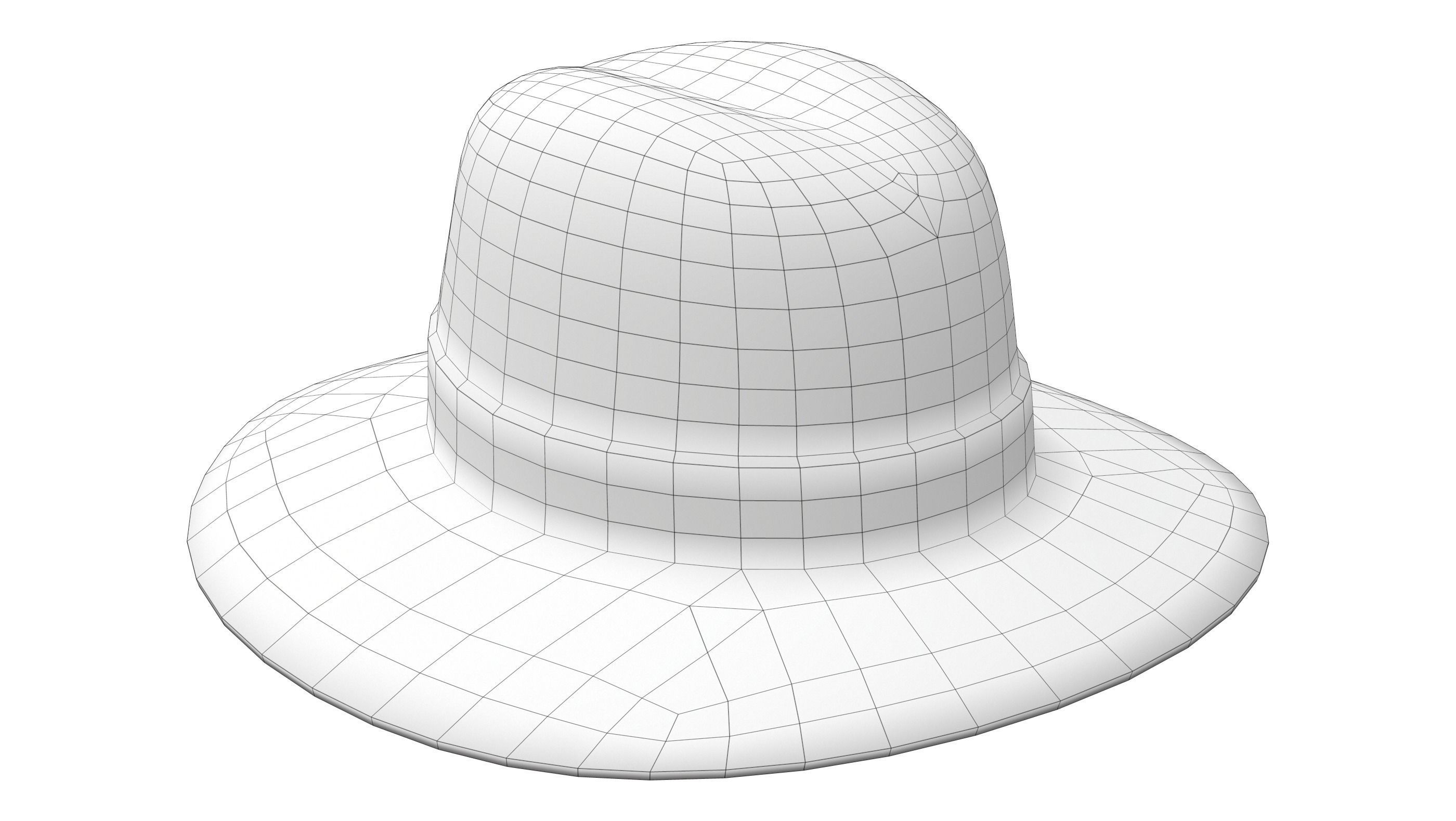 Female Brown Fedora Hat Low-poly 3D model_5