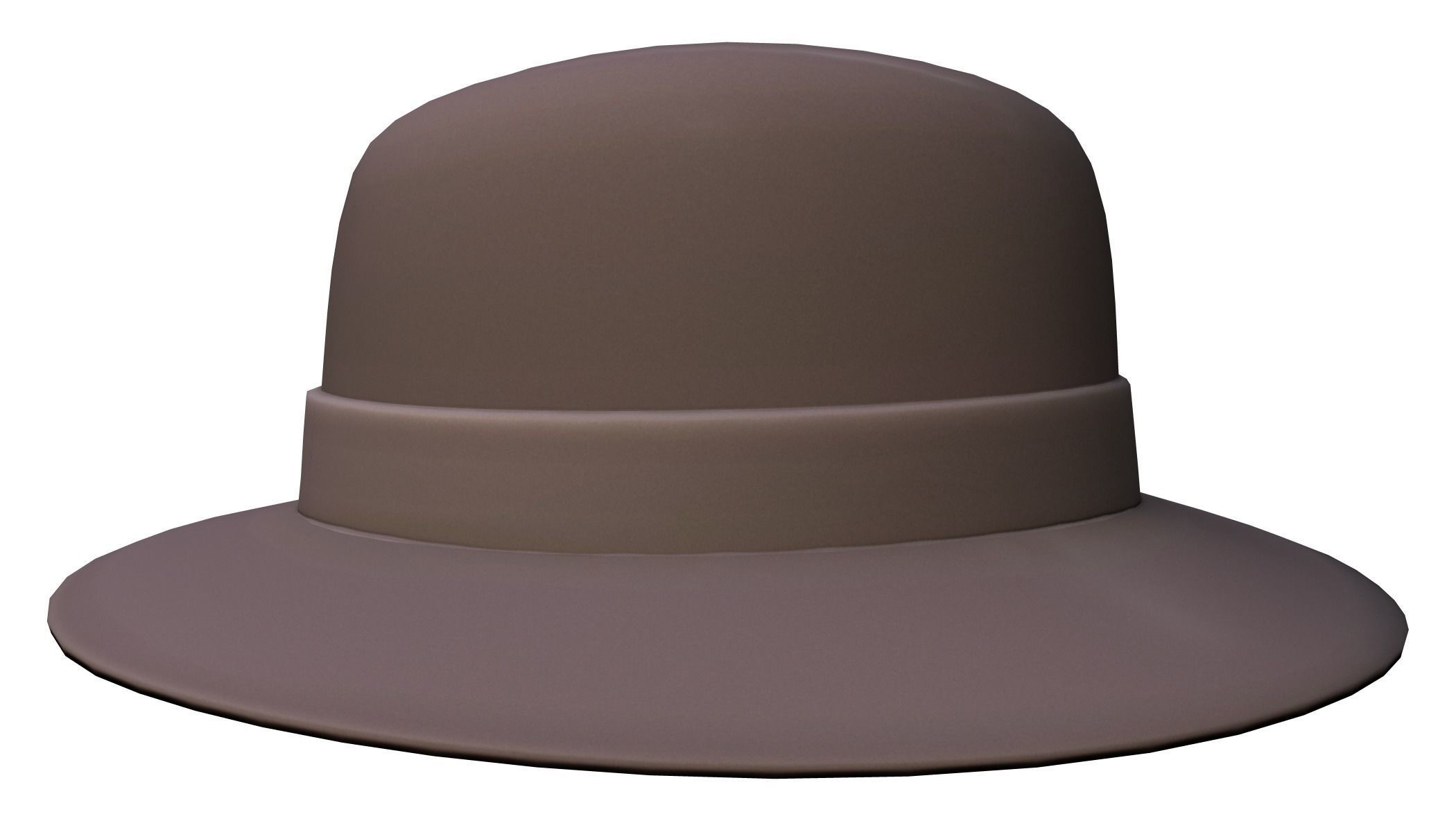 Female Brown Fedora Hat Low-poly 3D model_3