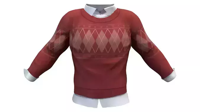 Men Round Neck Jumper and Shirt Combo