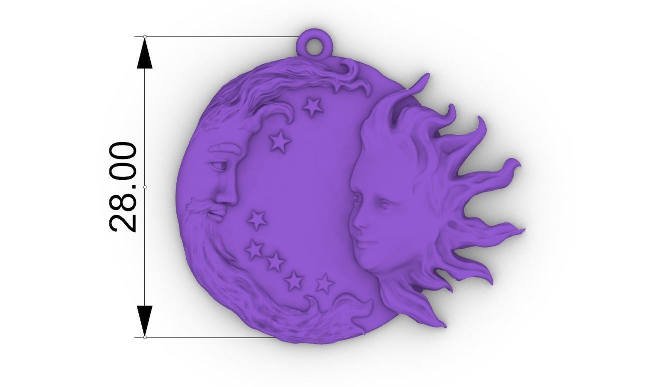 Sun and moon pendant man and woman meeting pendant medallion  3D print model_41