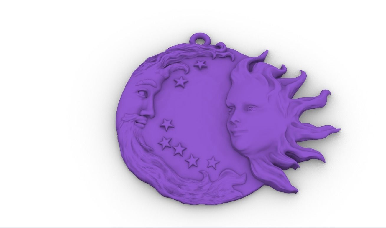 Sun and moon pendant man and woman meeting pendant medallion  3D print model_7