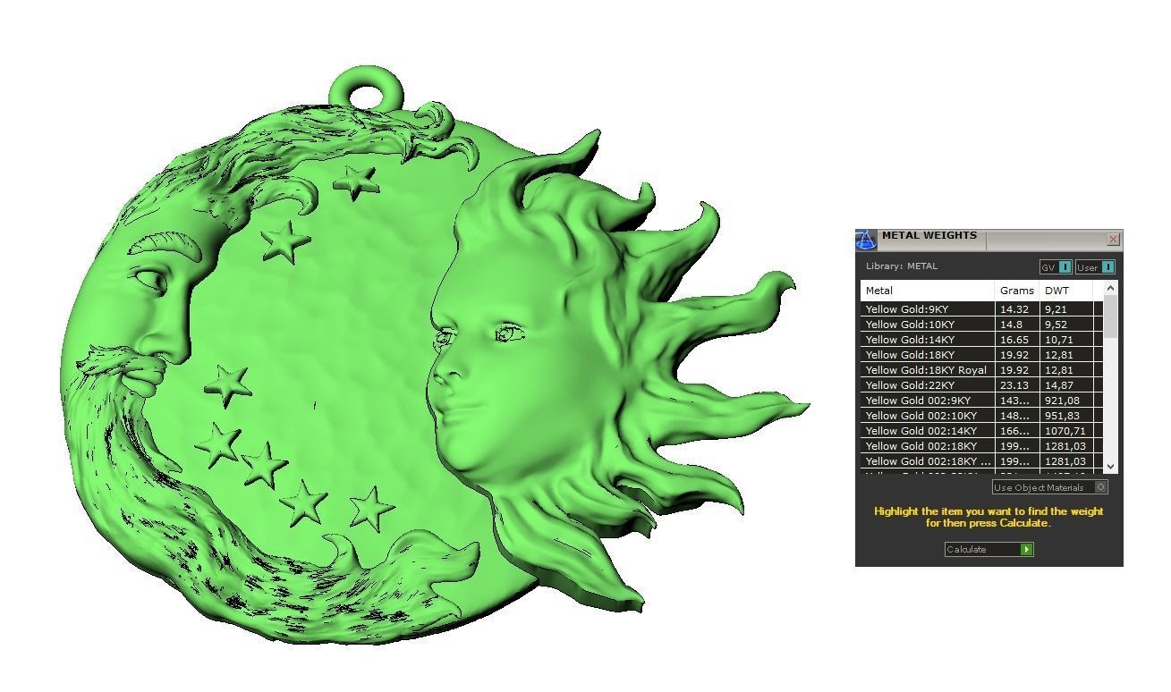 Sun and moon pendant man and woman meeting pendant medallion  3D print model_36