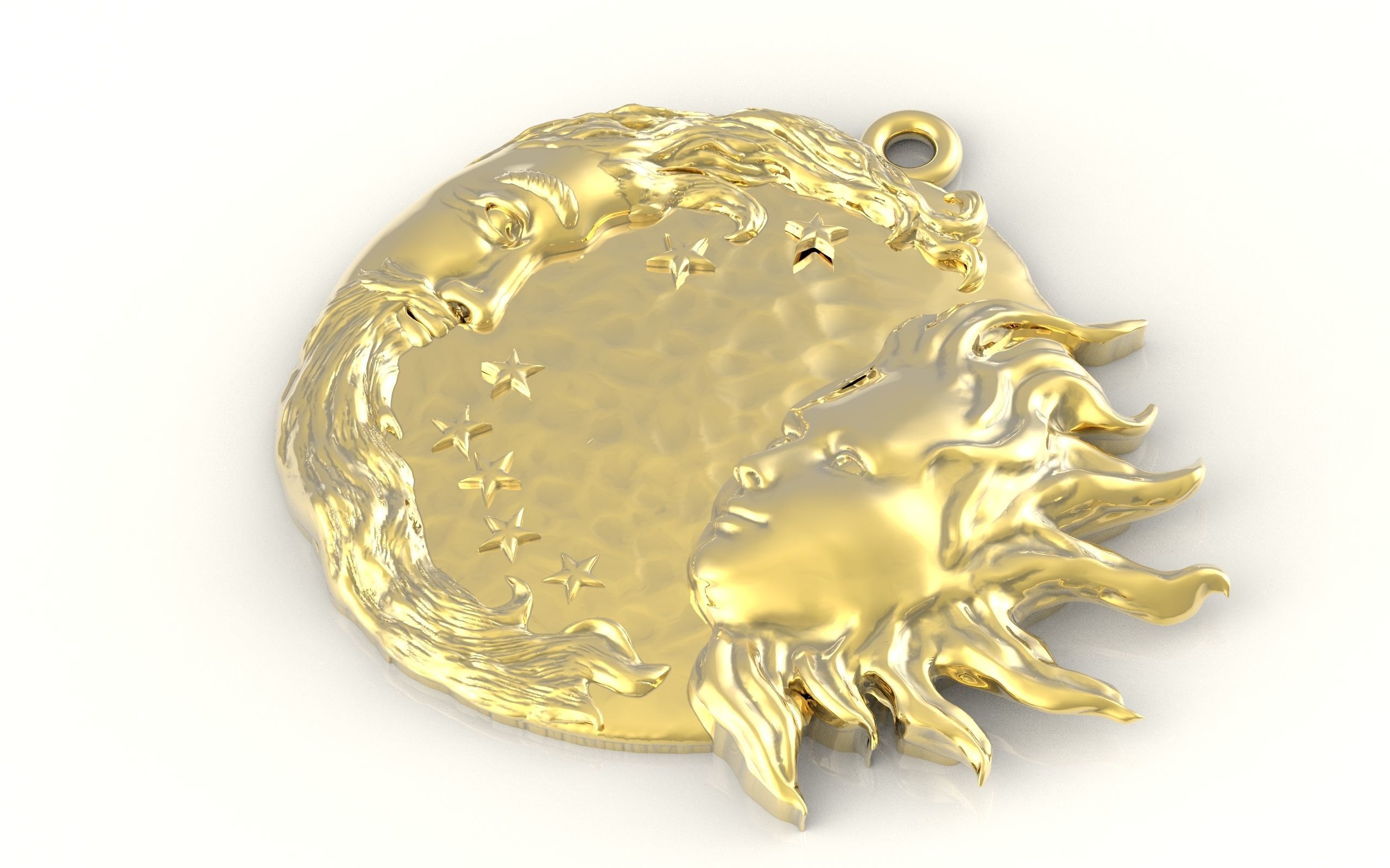 Sun and moon pendant man and woman meeting pendant medallion  3D print model_20