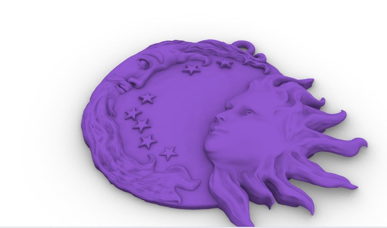 Sun and moon pendant man and woman meeting pendant medallion  3D print model_9