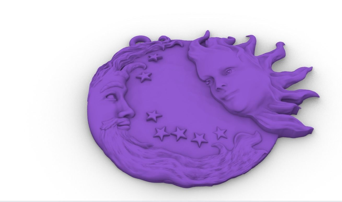 Sun and moon pendant man and woman meeting pendant medallion  3D print model_8