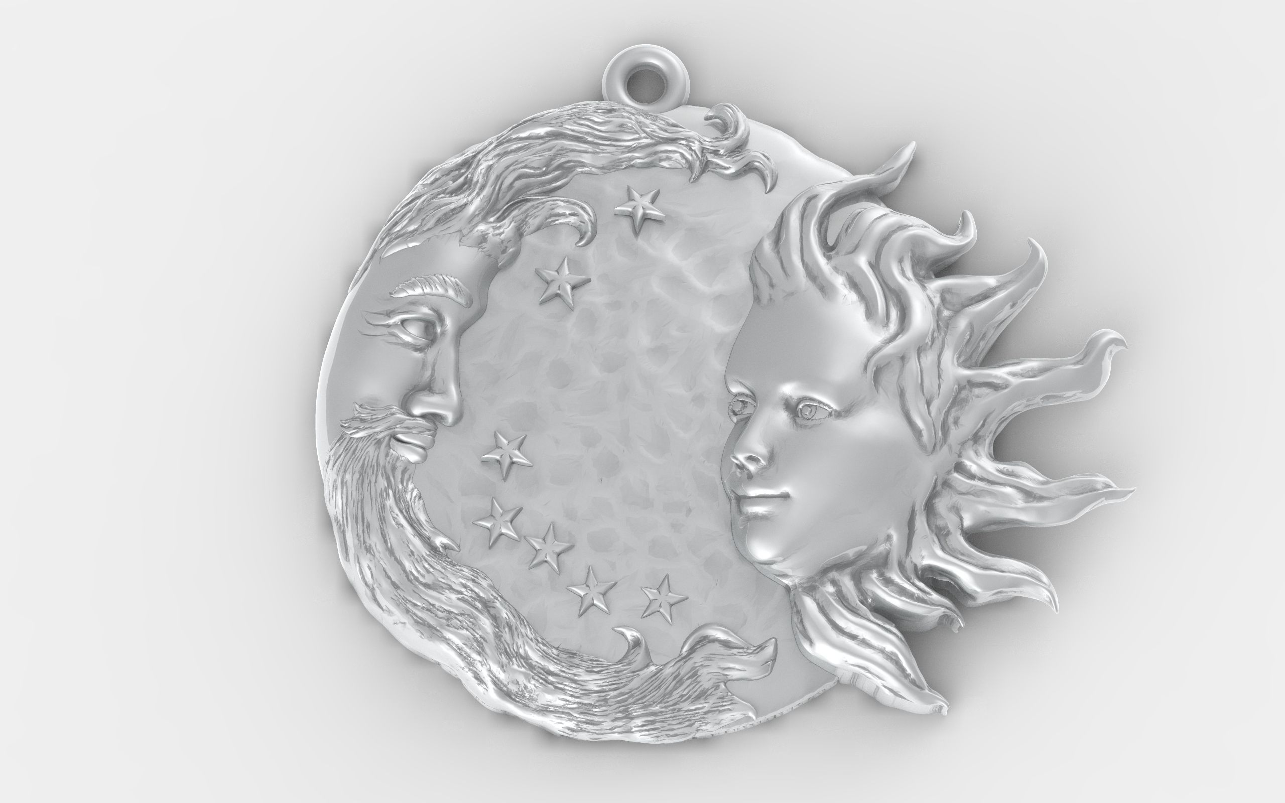 Sun and moon pendant man and woman meeting pendant medallion  3D print model_17