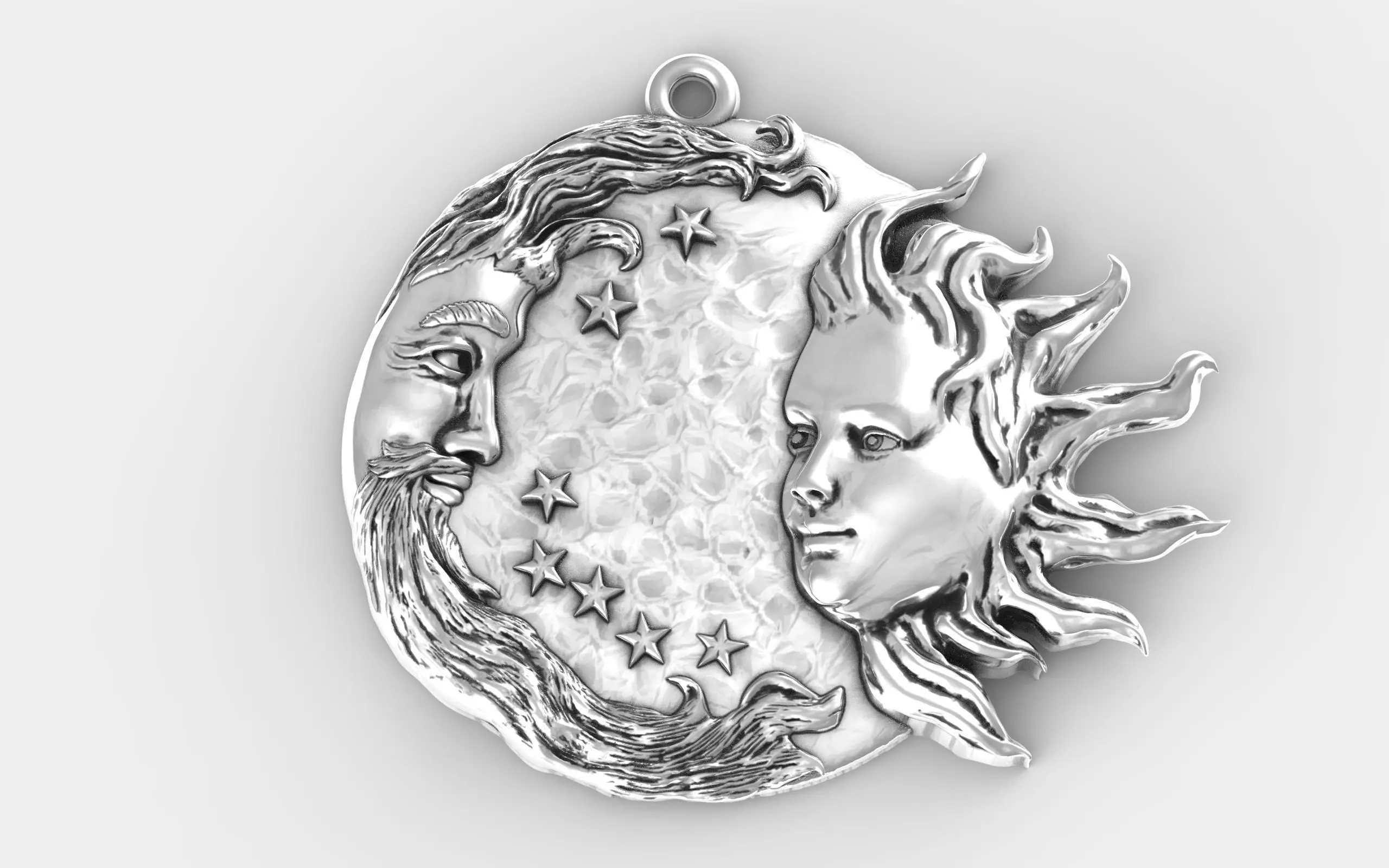 Sun and moon pendant man and woman meeting pendant medallion  3D print model_0