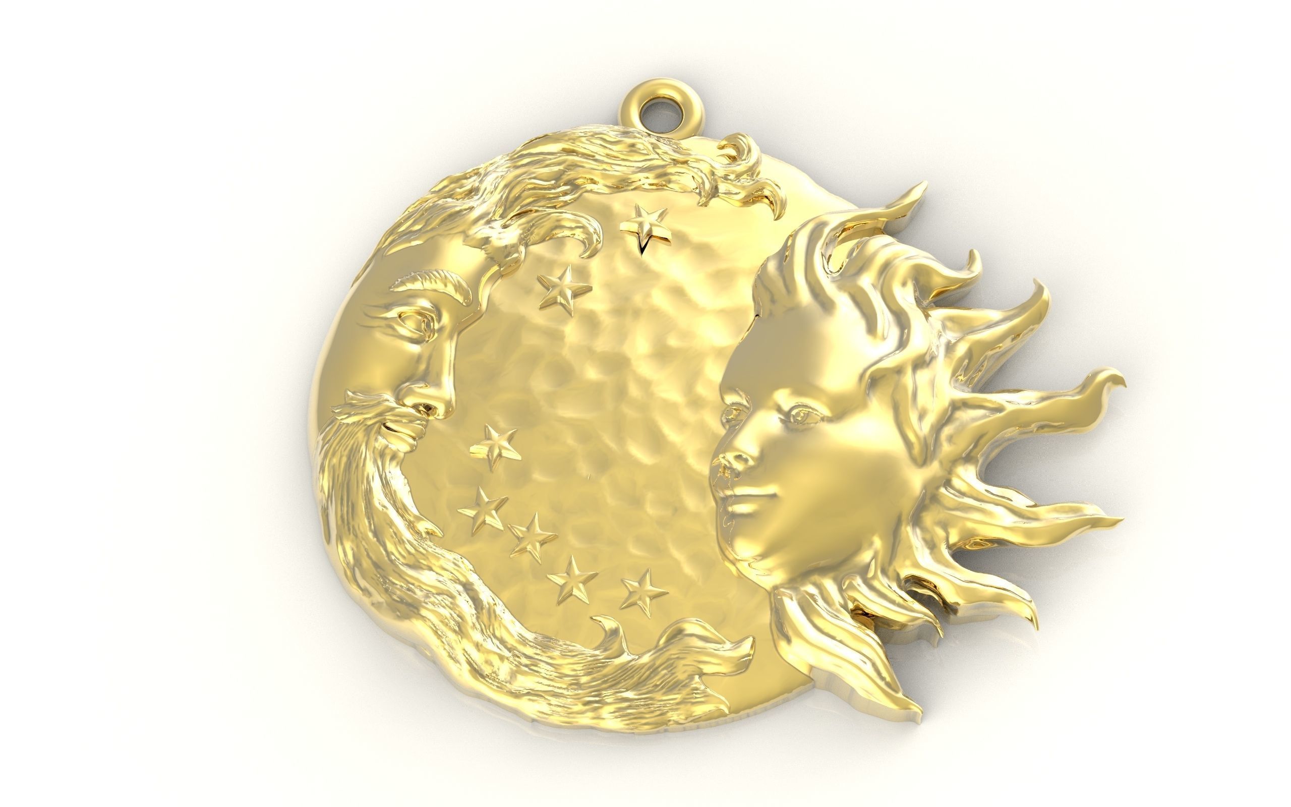 Sun and moon pendant man and woman meeting pendant medallion  3D print model_2