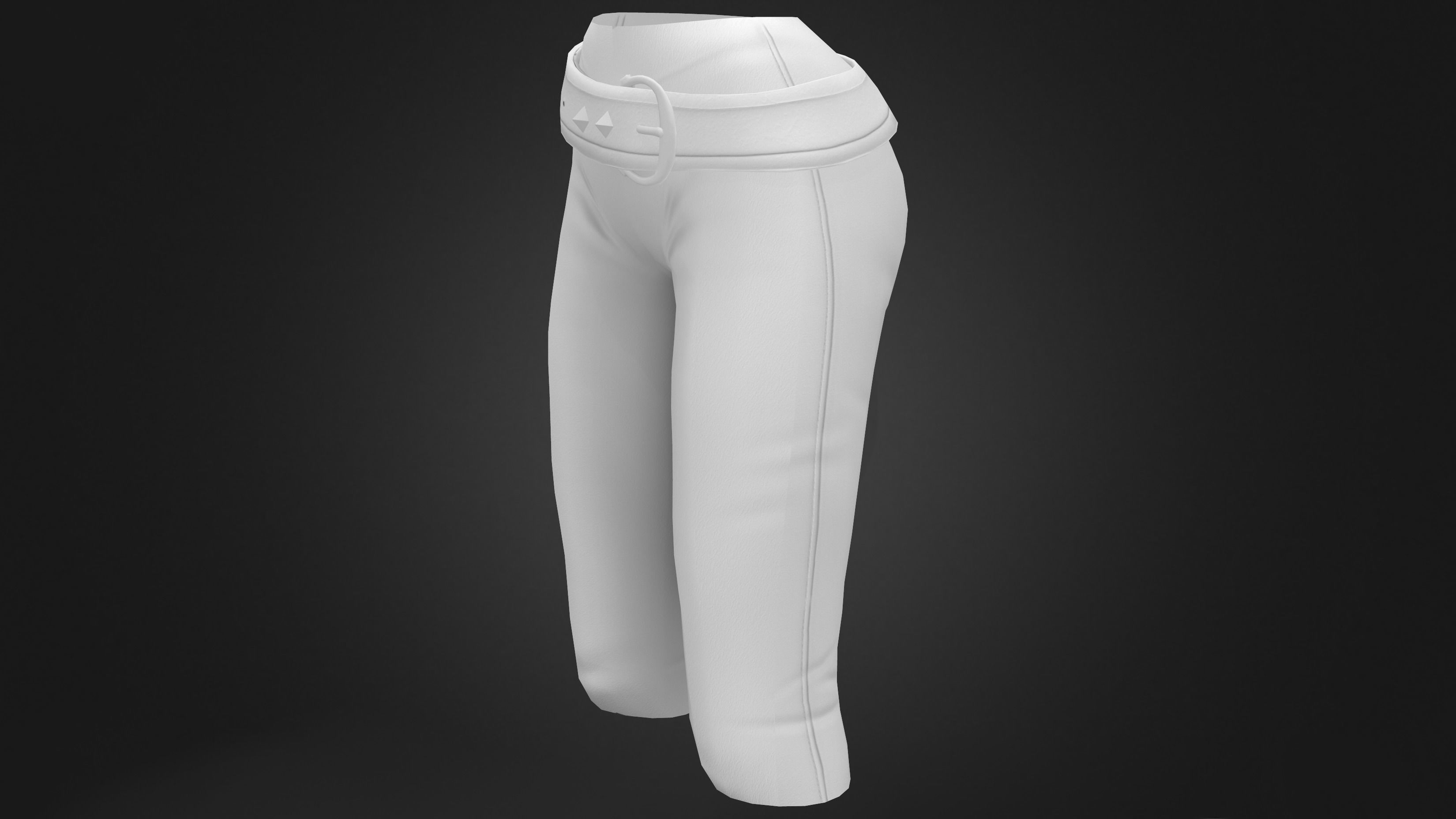 Female Black Leather Fantasy Pants With Belt Low-poly 3D model_8