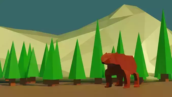 Cute Bear In a Big Wood Free 3D model