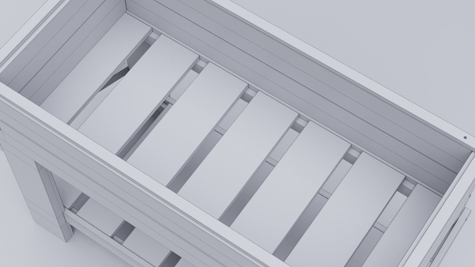 Wooden planter Low-poly 3D model_11