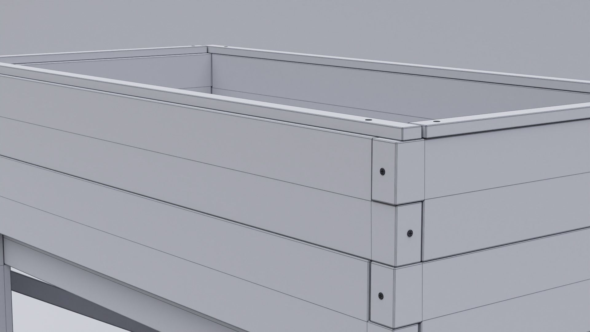 Wooden planter Low-poly 3D model_9