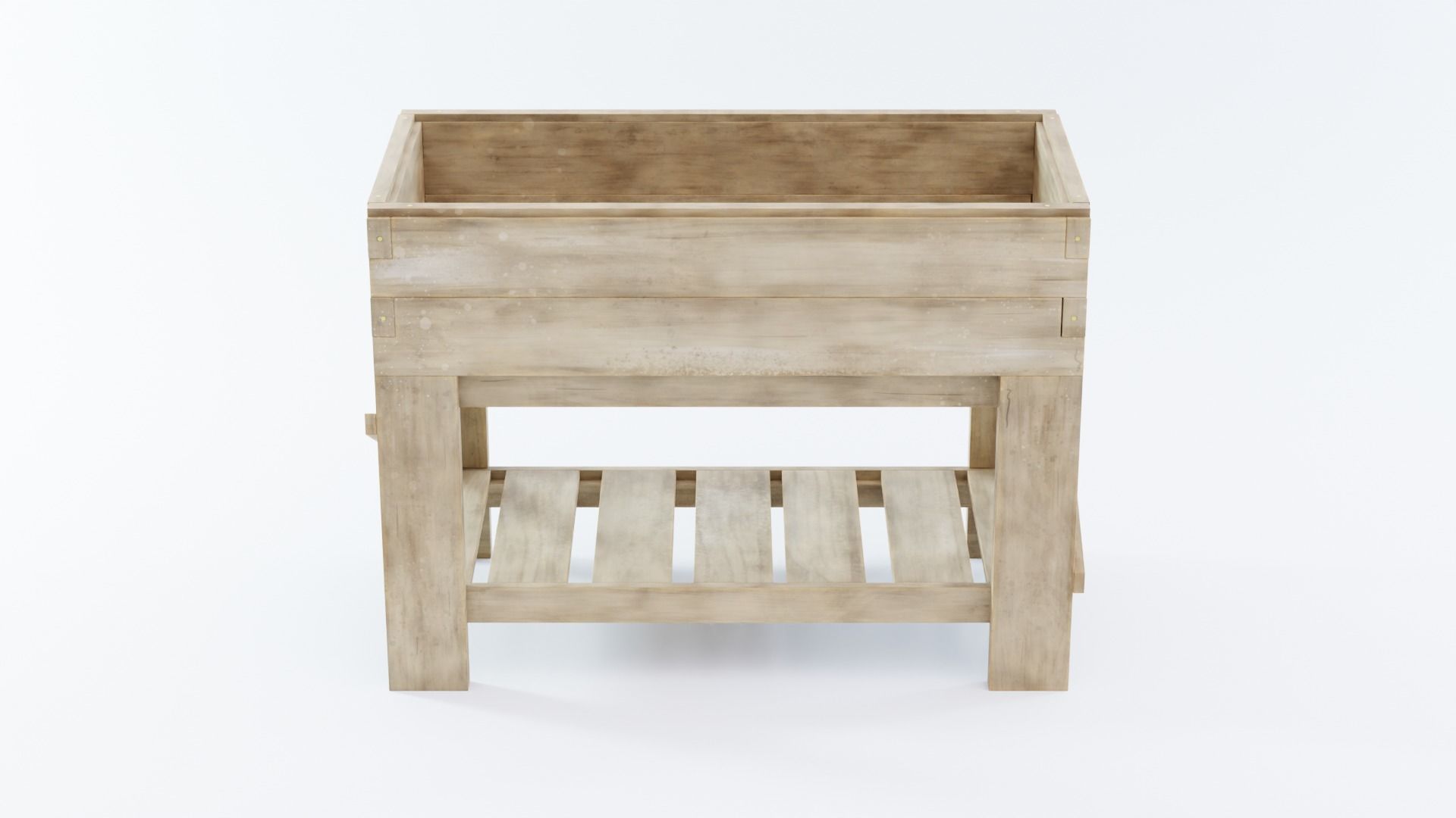 Wooden planter Low-poly 3D model_3