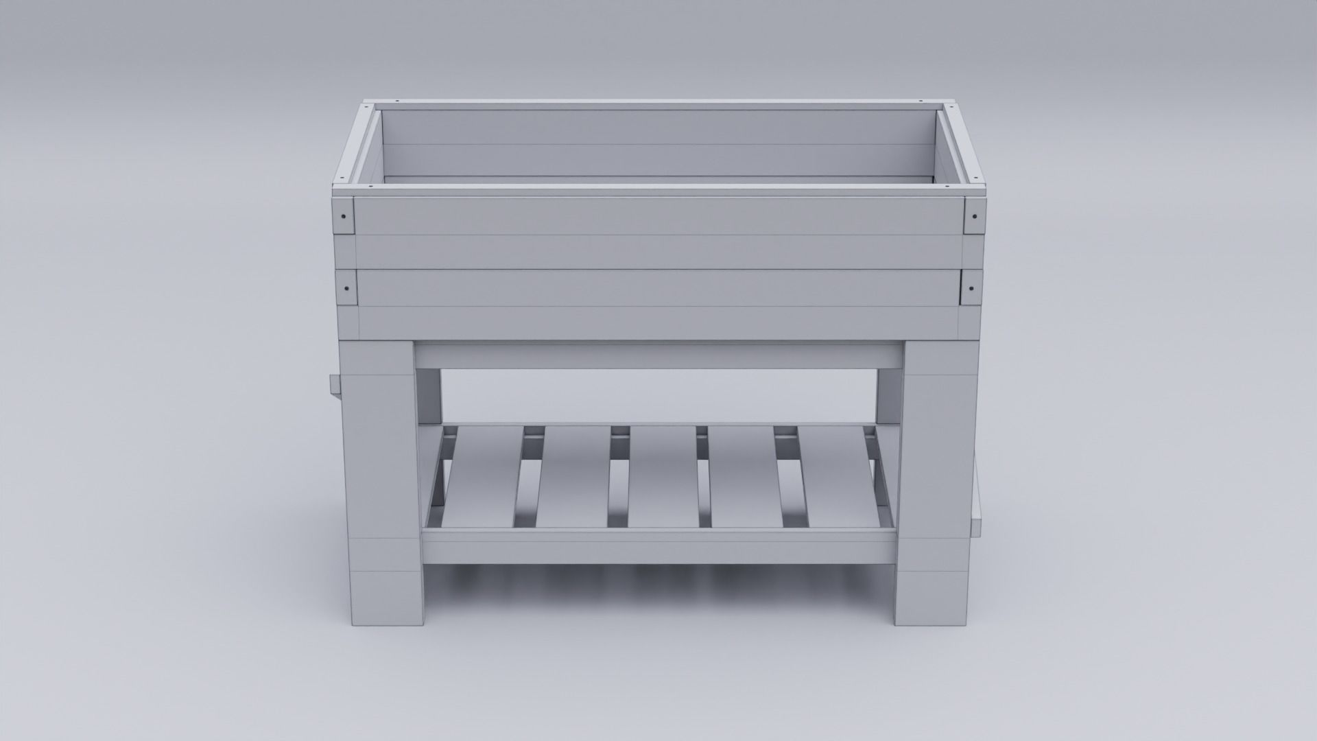 Wooden planter Low-poly 3D model_8