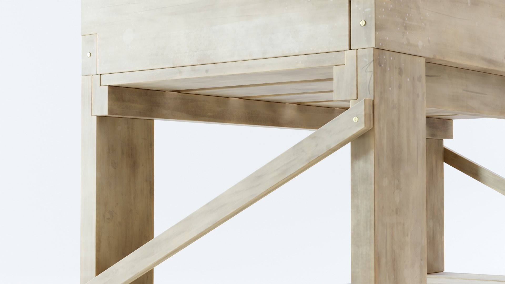 Wooden planter Low-poly 3D model_6