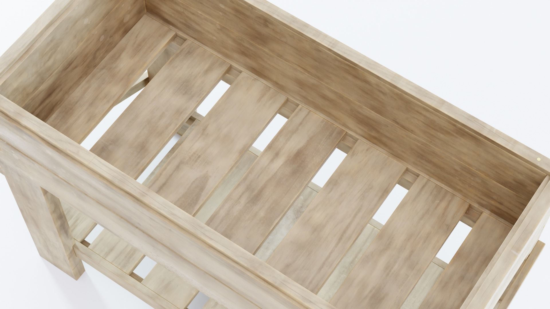 Wooden planter Low-poly 3D model_7