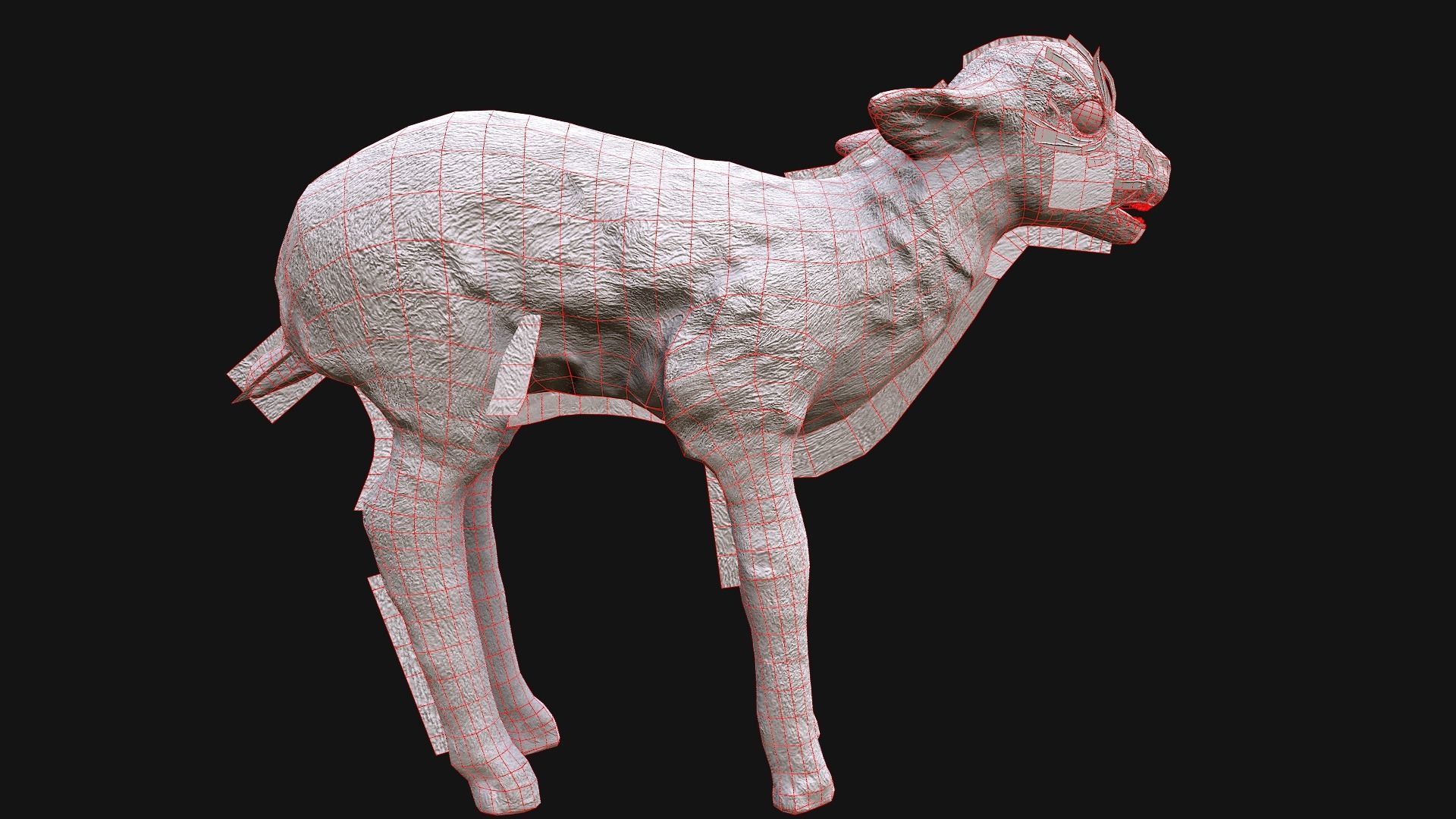 Deer and Crocodile Herbivore and Predator Low-poly 3D model_10