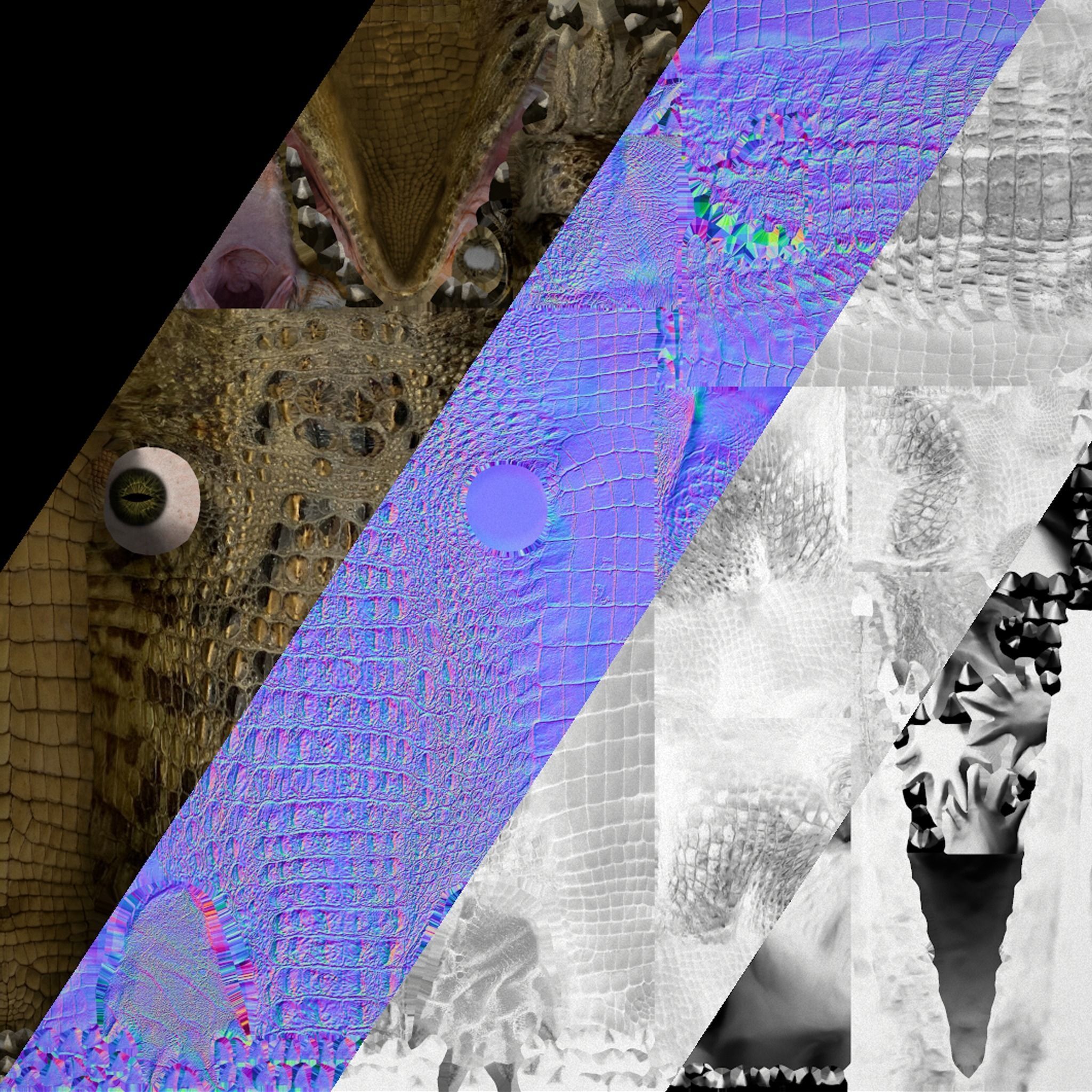 Deer and Crocodile Herbivore and Predator Low-poly 3D model_13