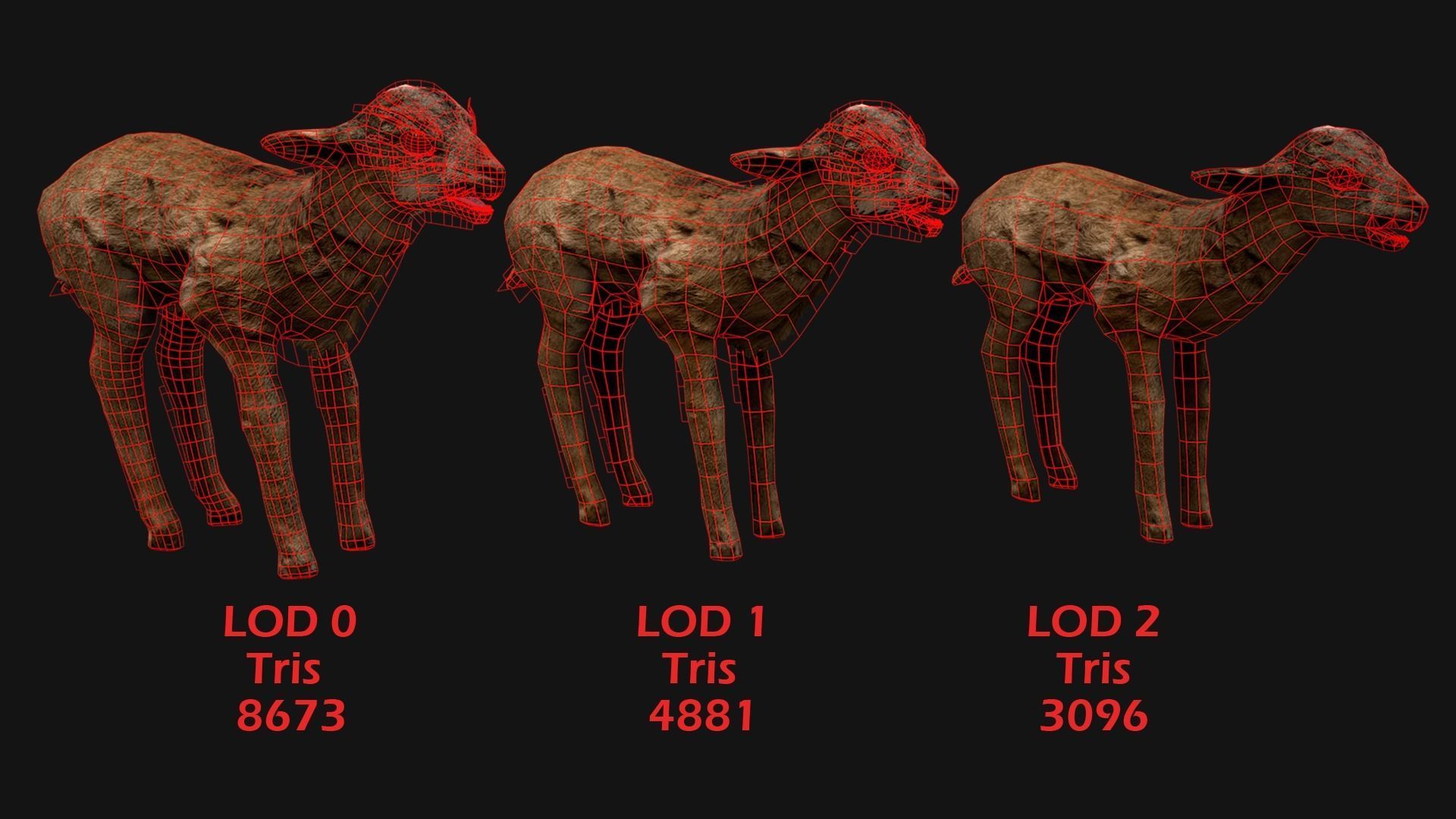 Deer and Crocodile Herbivore and Predator Low-poly 3D model_3