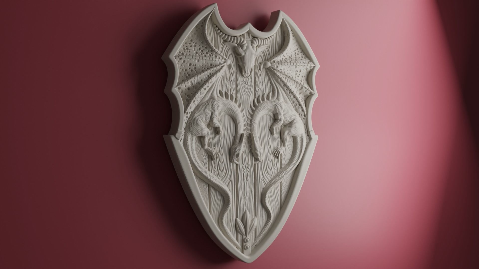 Dragon Shield Bas Relief 3D model 3D printable | CGTrader