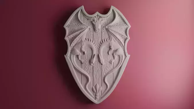 Dragon Shield Bas Relief 3D print model