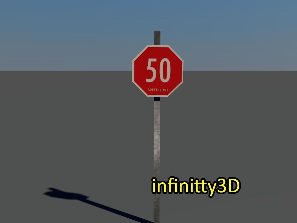 Road Sign - Speed Limit Pack Low-poly 3D model_3