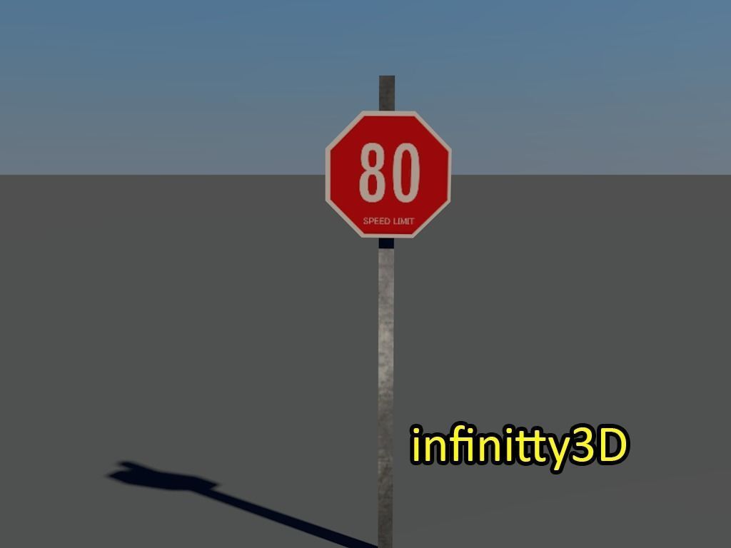 Road Sign - Speed Limit Pack Low-poly 3D model_1