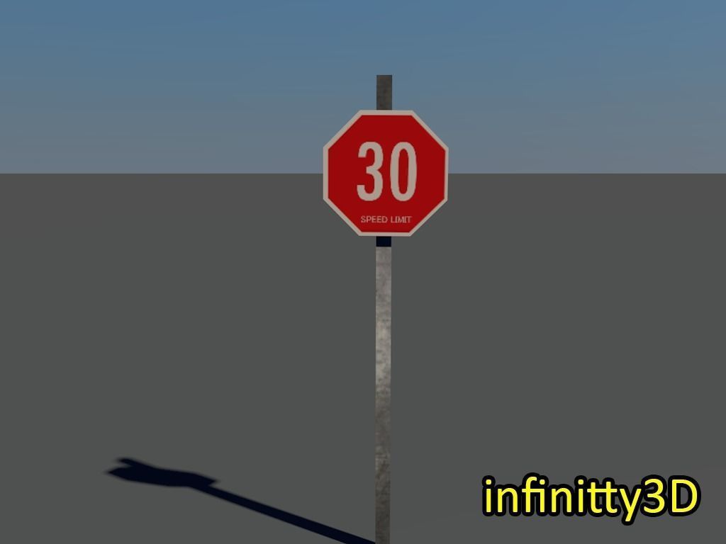 Road Sign - Speed Limit Pack Low-poly 3D model_5