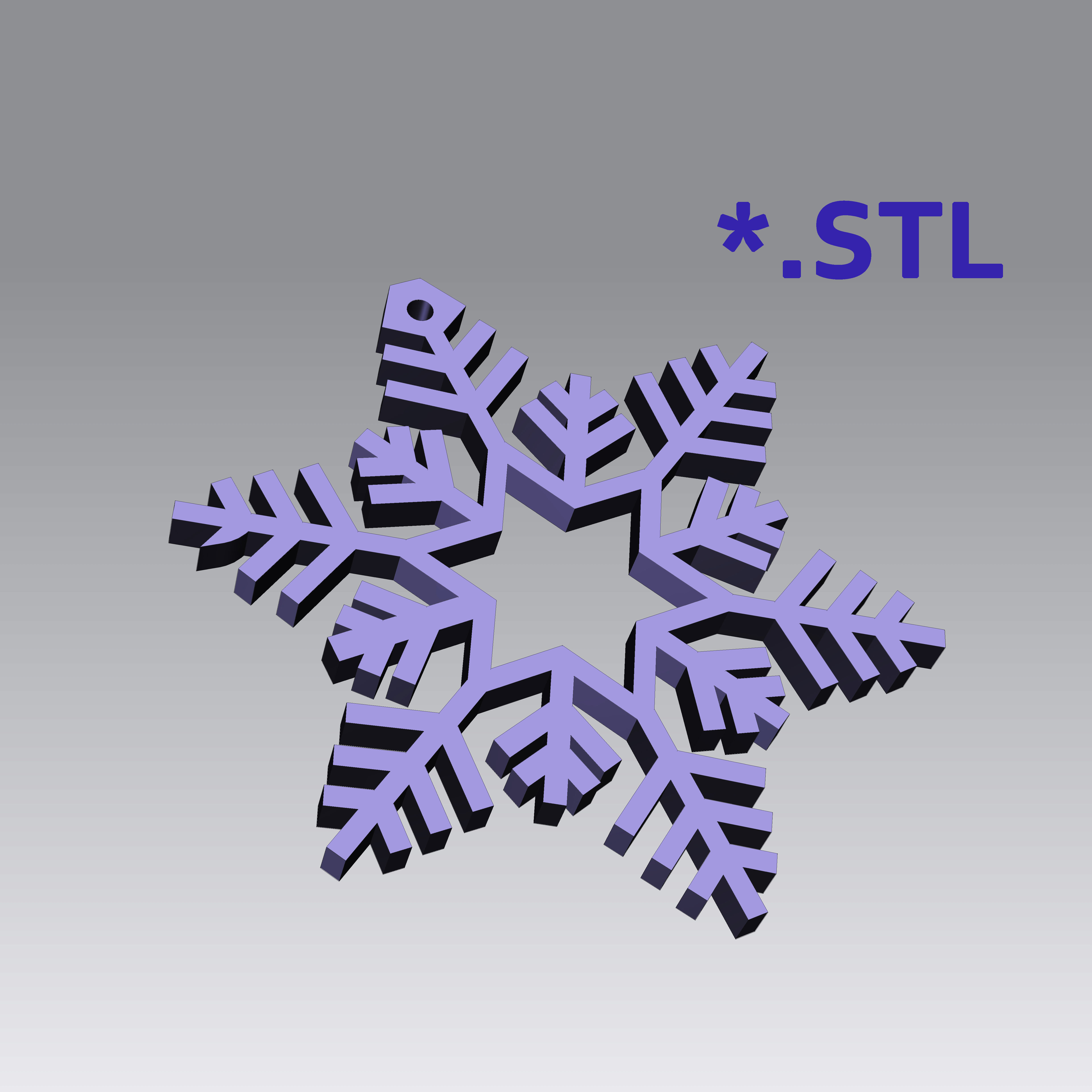 3D snowflake design christmas ornament 3D print model_15