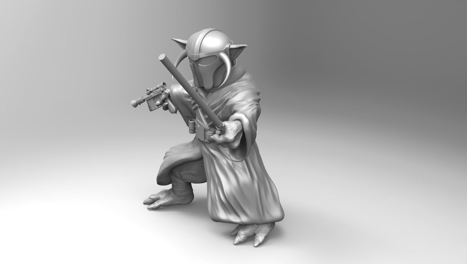 Grogu Fighter 3D print model_1