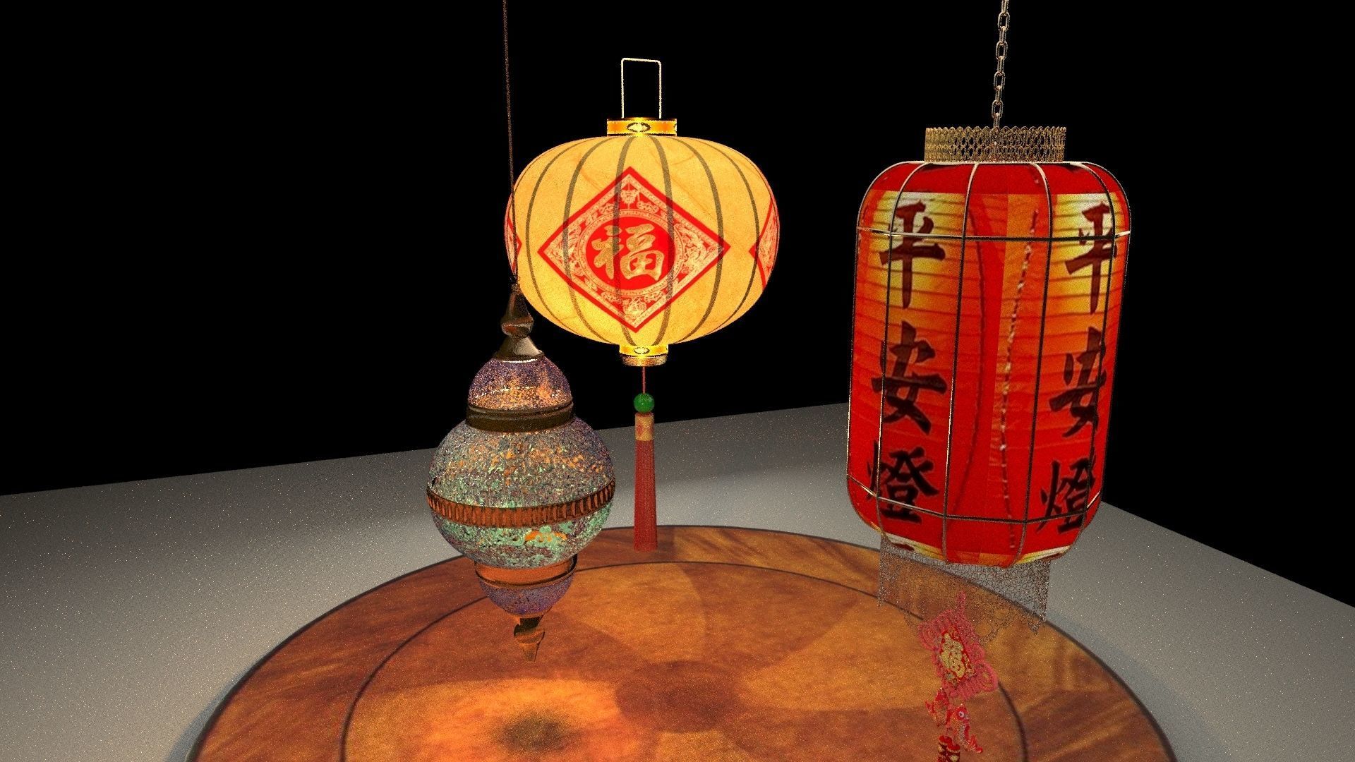 Chinese  red lantern  3D model_8