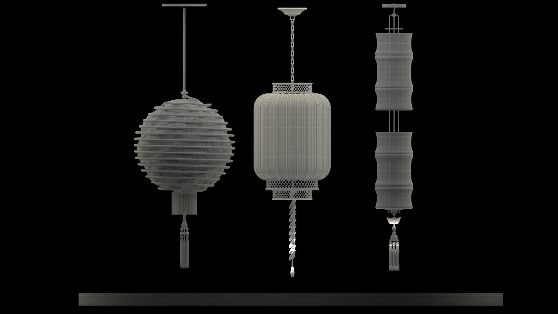Chinese  red lantern  3D model_5