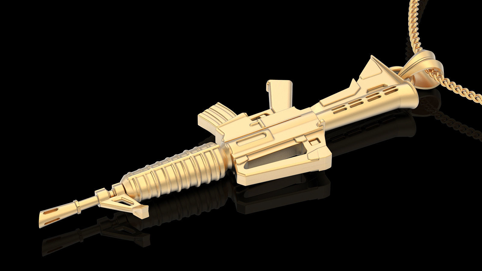 Fortnite assault rifle Gun pendan gold printable jewelry 3D 3D print model_2