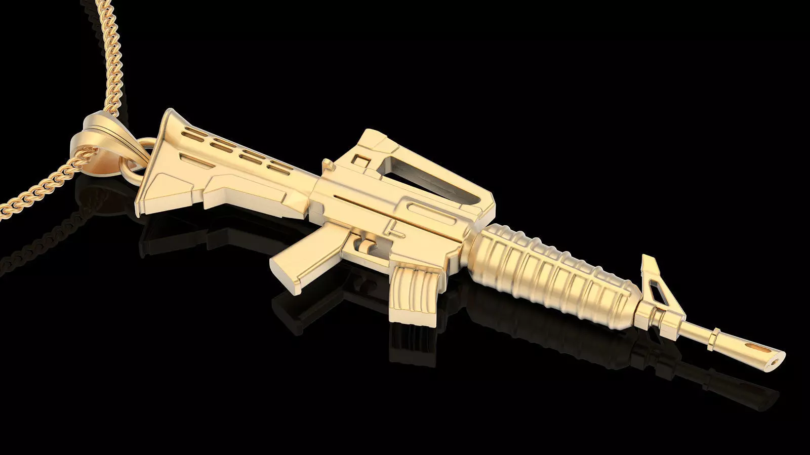 Fortnite assault rifle Gun pendan gold printable jewelry 3D 3D print model_0