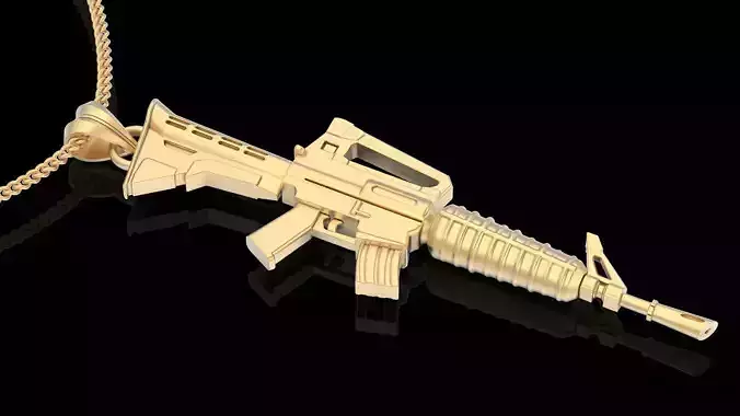 Fortnite assault rifle Gun pendan gold printable jewelry 3D 3D print model Fortnite assault rifle Gun pendan gold printable jewelry 3D 3D print model