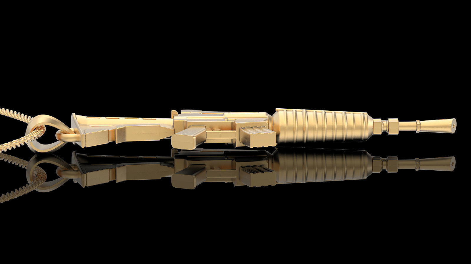 Fortnite assault rifle Gun pendan gold printable jewelry 3D 3D print model_4