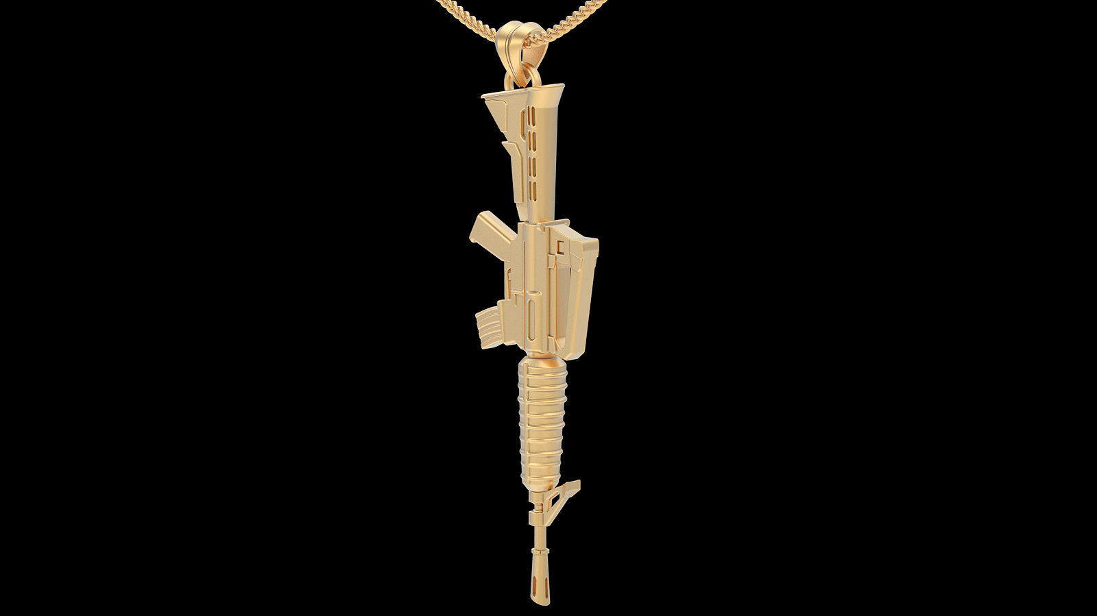 Fortnite assault rifle Gun pendan gold printable jewelry 3D 3D print model_6