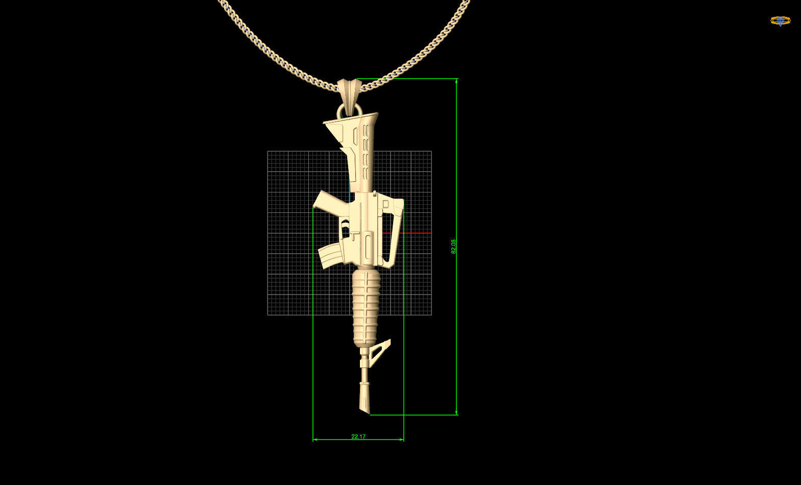 Fortnite assault rifle Gun pendan gold printable jewelry 3D 3D print model_7