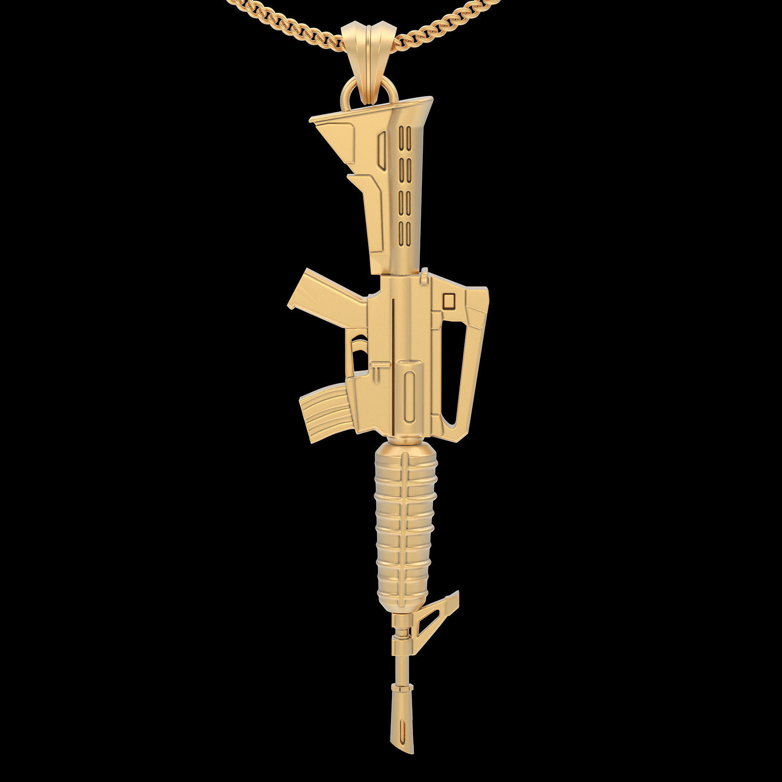 Fortnite assault rifle Gun pendan gold printable jewelry 3D 3D print model_1