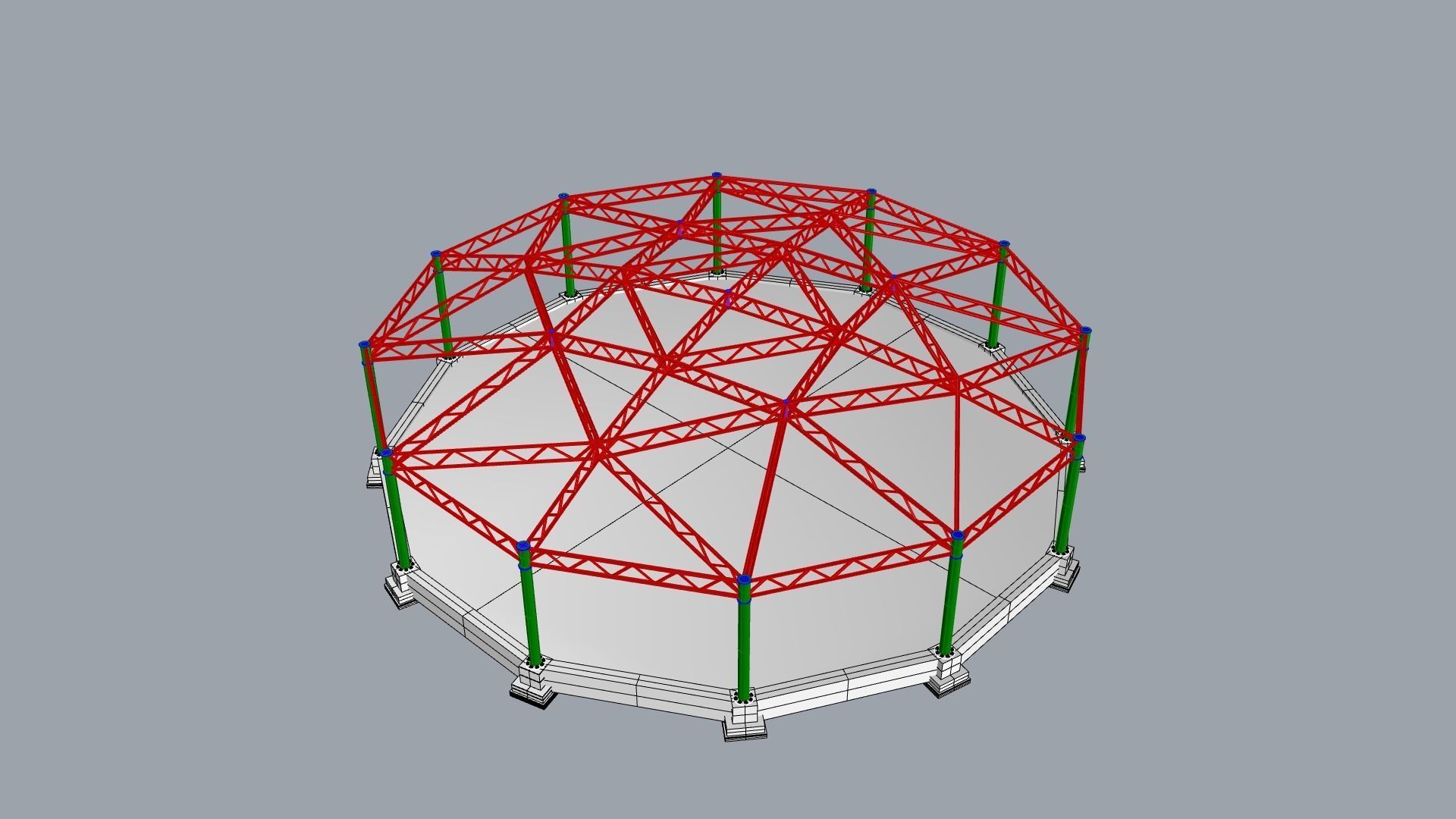 Truss beam - Spherical roof model 3D model_5