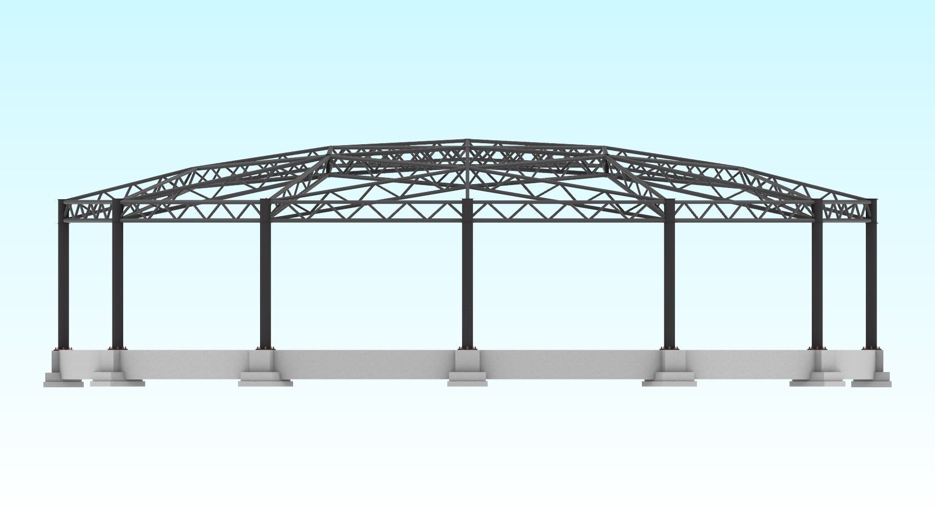 Truss beam - Spherical roof model 3D model_10