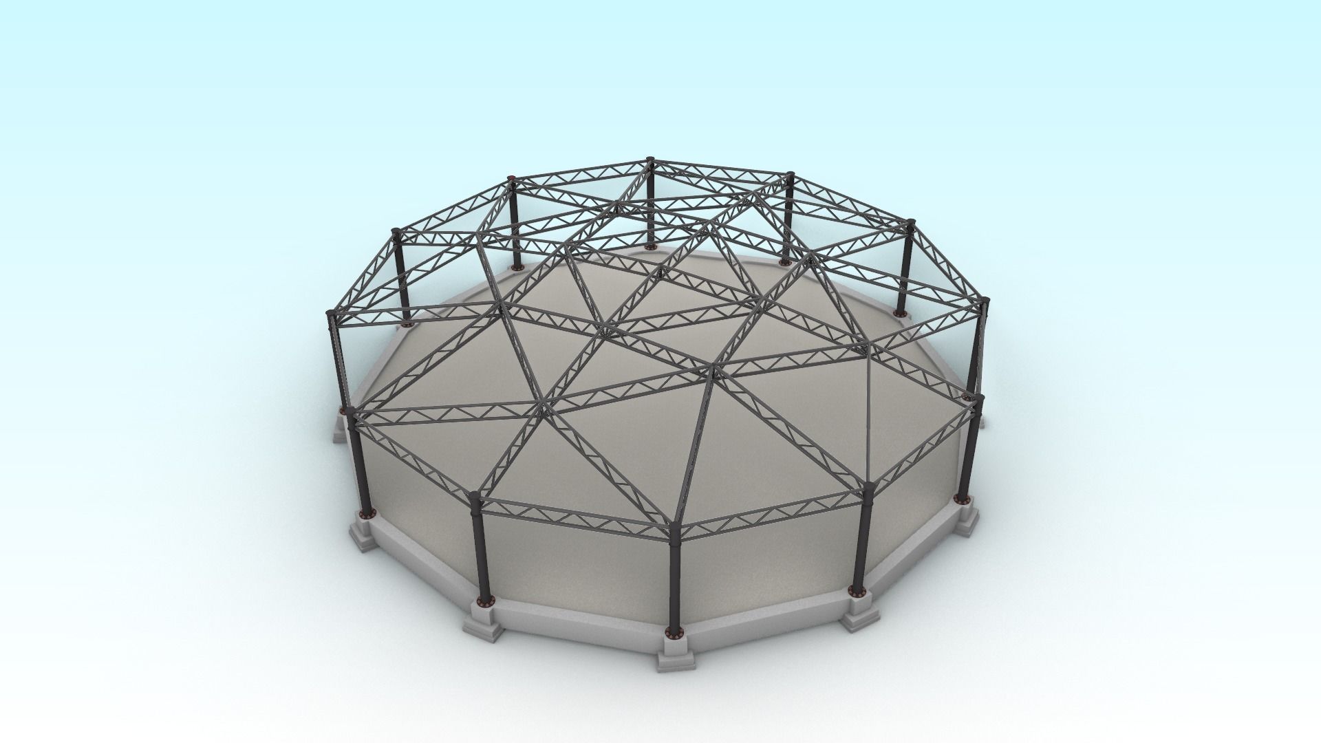 Truss beam - Spherical roof model 3D model_1