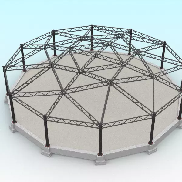 Truss beam - Spherical roof model 3D model_0
