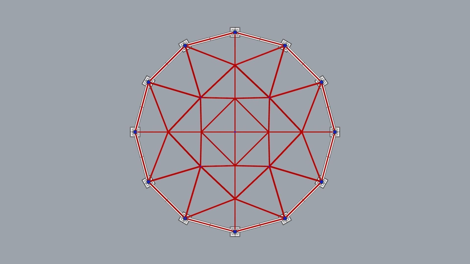 Truss beam - Spherical roof model 3D model_9