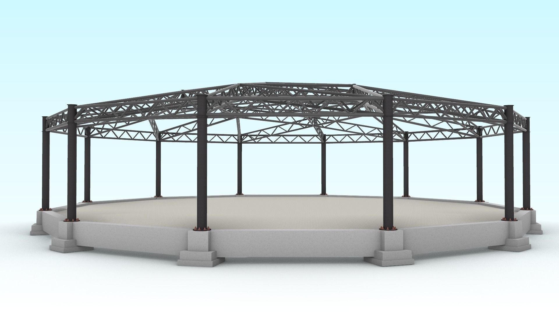 Truss beam - Spherical roof model 3D model_2