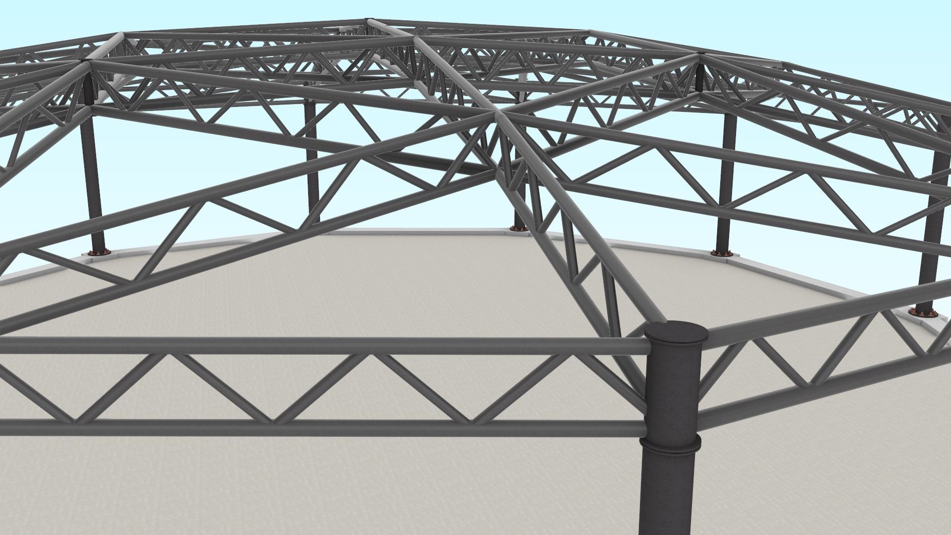 Truss beam - Spherical roof model 3D model_4