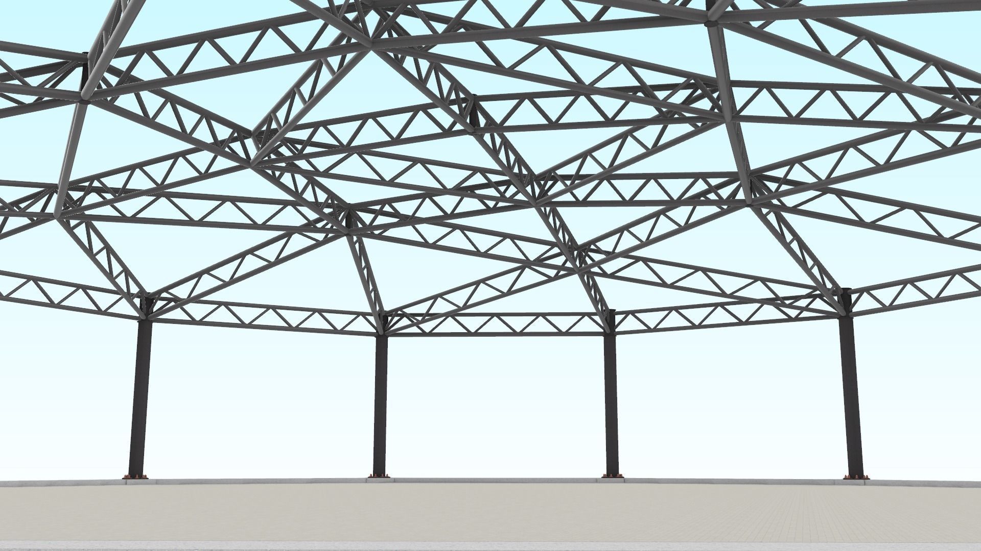 Truss beam - Spherical roof model 3D model_3