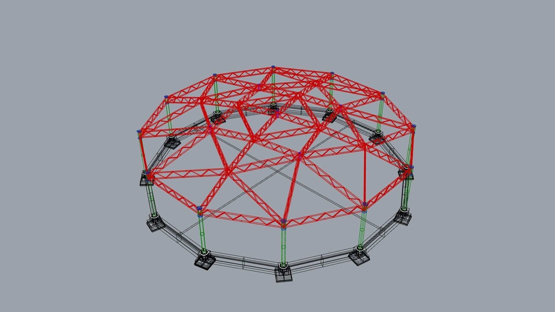 Truss beam - Spherical roof model 3D model_6