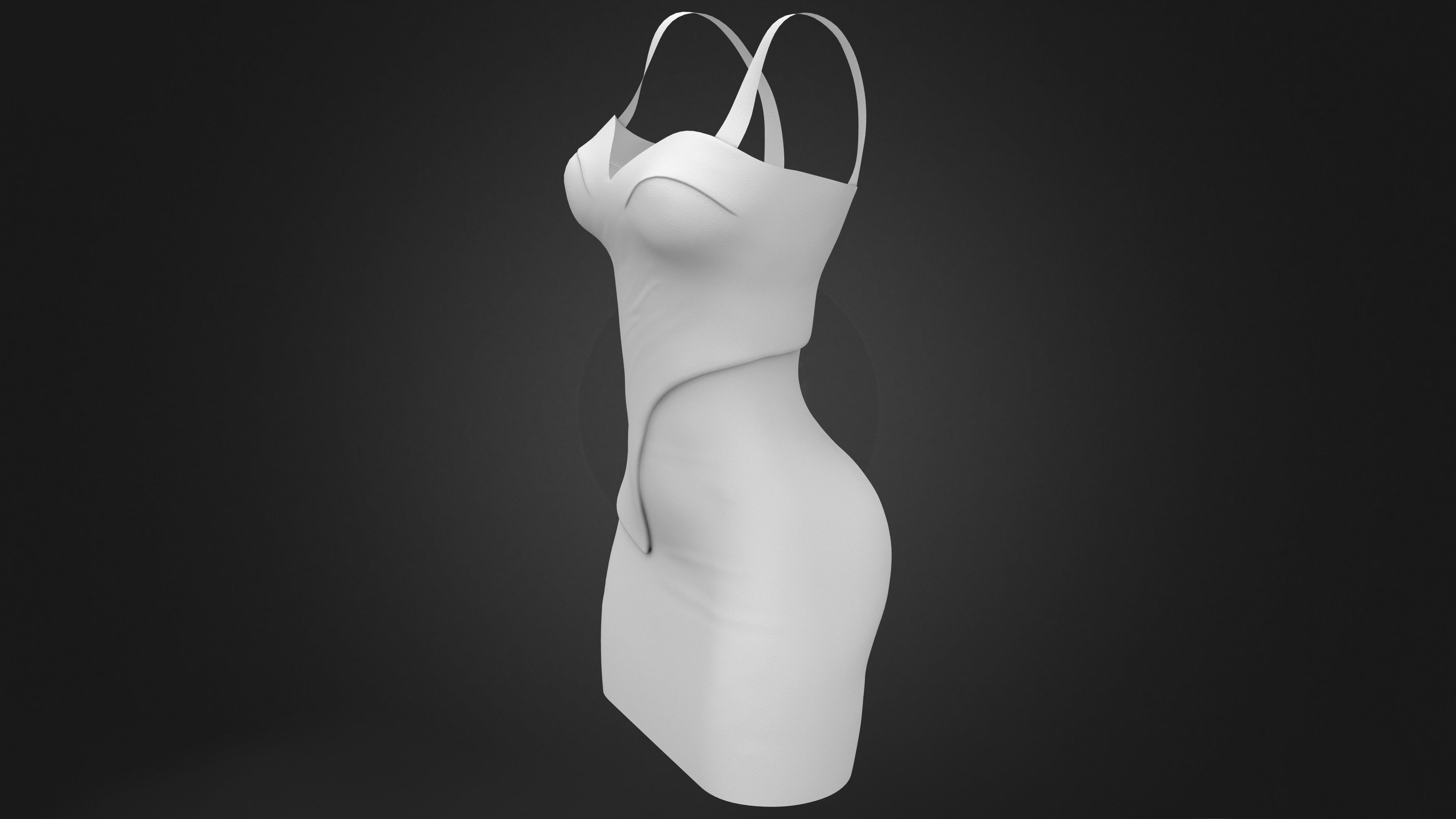 Female Shoulder Straps Brown Mini Evening Dress Low-poly 3D model_9